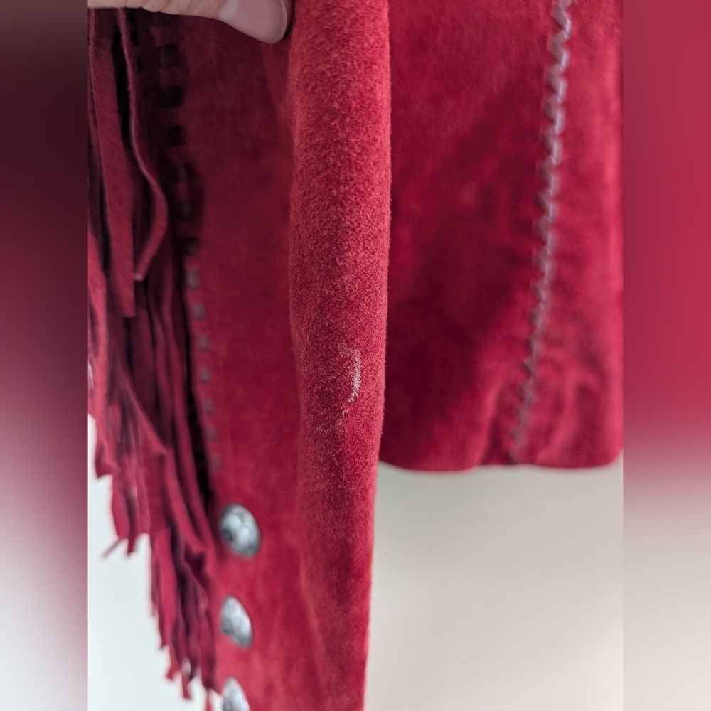 Scully Red Suede Fringe Leather Jacket (SIZE LARGE) - Picture 14 of 16